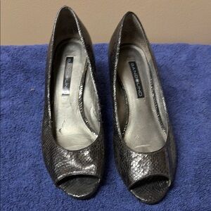 Bandolino Silver Peep-Toe Women's Shoes